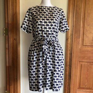 ELIZABETH MCKAY Silk Elephant Print Short Sleeve Dress 4